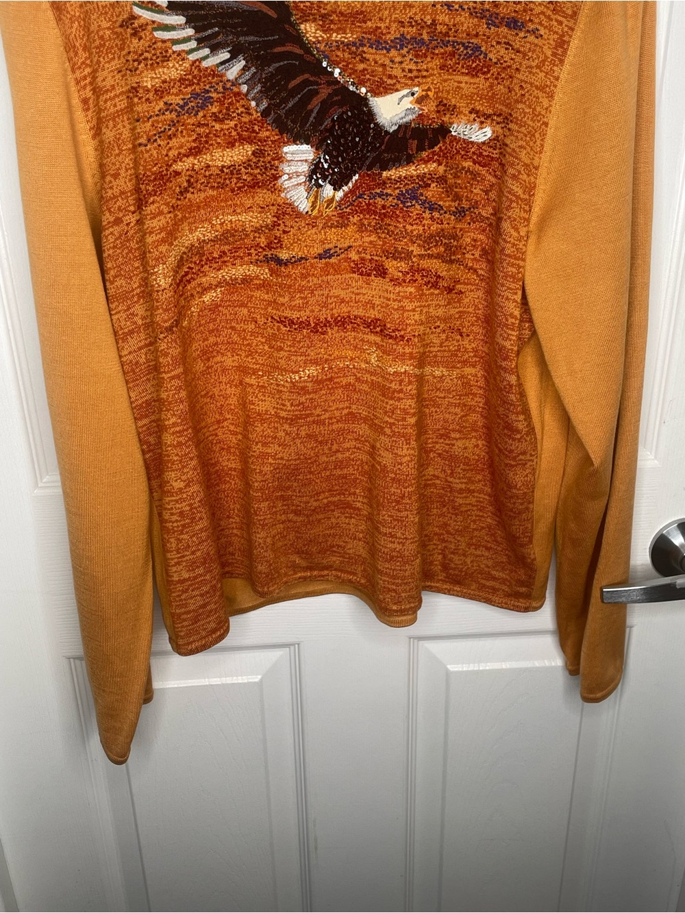 Michael Simon Vintage 2001 Spun Silk Eagle Knit Sequined Sweater in Gold XL - Picture 4 of 11